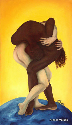 Ismael Ivo, brasilianischer Tänzer, war u.a. Choreograph in Weimar, von Christiane Maluck, Oelfarbe, 80x120 cm