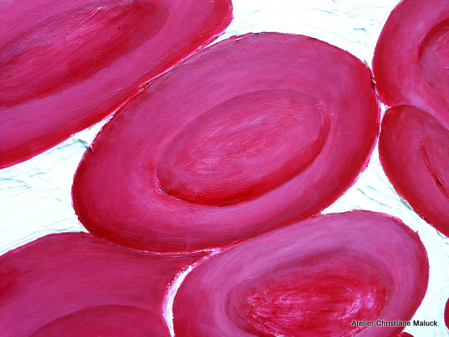 009 rote Blutkörperchen, Christiane Maluck, 100x80 cm, Acryl